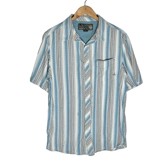 prAna Other - prAna | Men | Blue Striped Short Sleeve Button Front Shirt | Size Large
